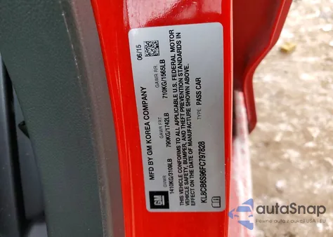 2015 Chevrolet Spark Ls z USA, uszkodzony, nr VIN KL8CB6S96FC797828